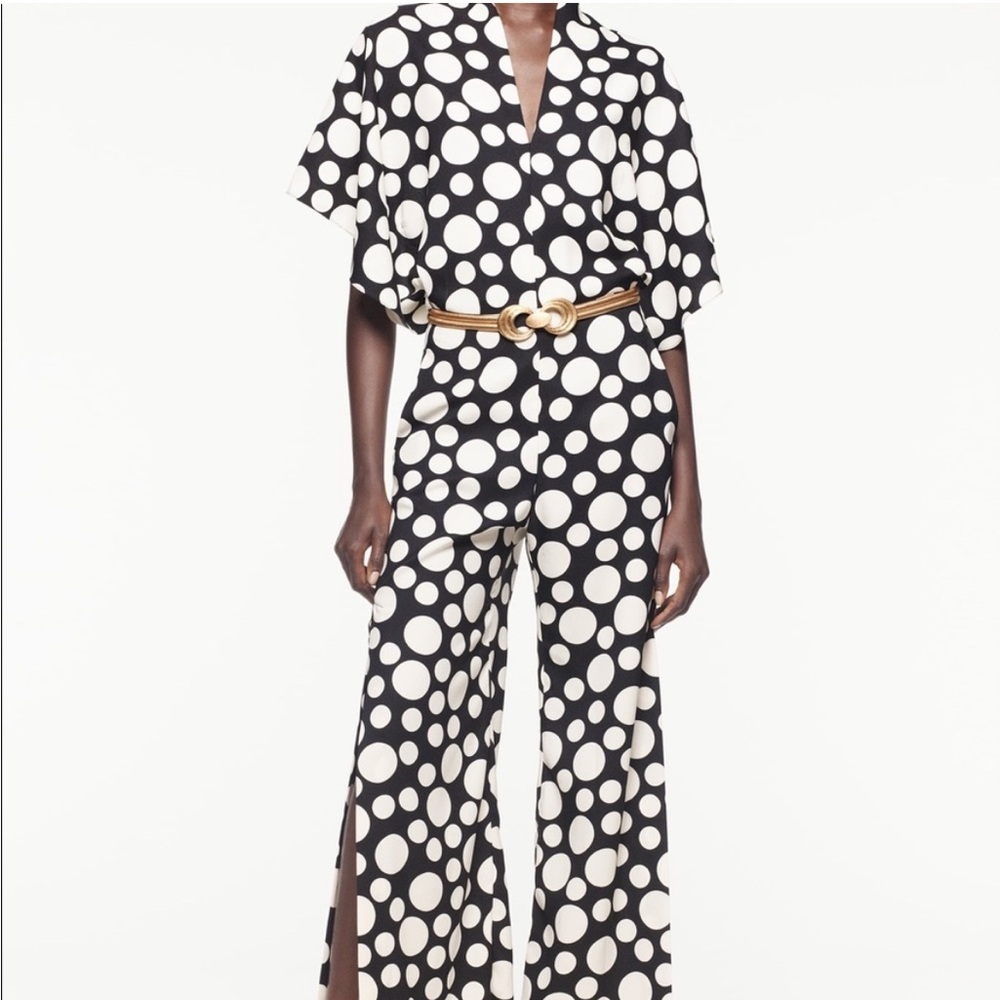 NWT - Zara Studio Limited Edition Black and White Polka Dot Jumpsuit